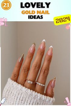 Sparkling gold and pink stiletto nails with glitter accents. These long, acrylic nails are ideal for a bold and glamorous look, perfect for special events or parties. Gold nails that make a statement. Gold Nail Ideas, Pink Stiletto Nails, Gold Manicure, Nails With Glitter, Gold Nail, Gold And Pink, Nail Designs Spring, Top Trending, Long Acrylic Nails