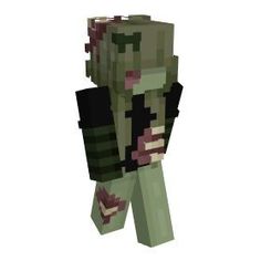 an image of a minecraft zombie standing in front of a white background and looking at the camera