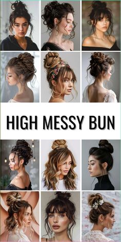 Stylish High Bun Hair Ideas You'll Love Updo For Prom, High Messy Bun, Messy Bun For Short Hair, High Bun Hair, Messy High Bun, Bun Tutorials, Night Hairstyles, How To Cut Bangs