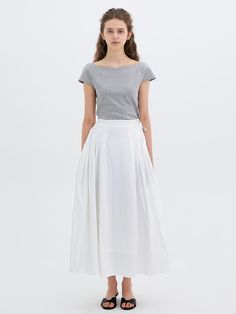 This is a feminine and modern skirt by FLOWOOM that is made out of high quality and sturdy material. With distinctive mood of the design and comfortable wear, you can style it for your romantic daily outfit.- Semi flared line long skirt- Detachable string for various styling- Modern and feminine mood Spring A-line Voluminous Maxi Skirt, Elegant Cotton Pleated Flowy Skirt, Elegant Flowy Cotton Pleated Skirt, Elegant A-line Cotton Skirt, Elegant Cotton Pleated Skirt For Spring, Elegant Cotton A-line Pleated Skirt, Modern Fitted Maxi Skirt For Spring, Elegant Cotton Pleated Voluminous Skirt, Elegant Cotton Voluminous Pleated Skirt