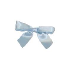 a white bow with a light blue ribbon on the top and bottom part of it