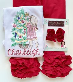 Girls Vintage Christmas Tree shirt or bodysuit - Darling Little Bow Shop