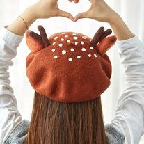 Cute Beret, Deer Ears, Kawaii Hat, Felt Animal, Forest Style, Beauty Smile, Retro Accessories, Super Kawaii, Wool Berets