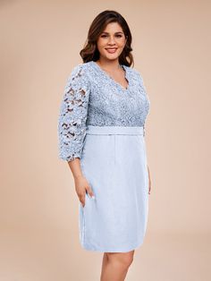 Stay elegant and refined in our Classy 3/4 Sleeves V-Neck Knee Length Lace Mother of the Bride Dress. With a flattering v-neckline, delicate lace fabric, and 3/4 length sleeves, this dress exudes sophistication. Perfect for a mother of the bride, this dress combines style and comfort for a timeless look.    Attention!     The sleeves are see-through and unlined. (Refer to the picture below) Mother Of The Bride Dress, Chiffon Fabric, Mother Of The Bride Dresses, A Mother, Bride Dress, Lace Fabric, Chiffon Dress, Mother Of The Bride, Ankle Length