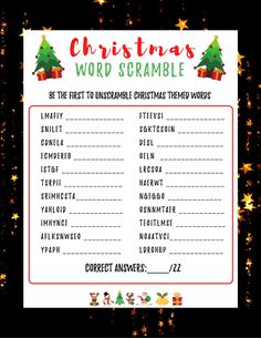 a christmas word scramble is shown in this image