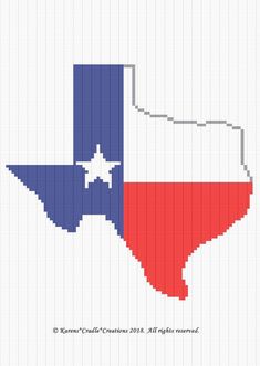 a cross stitch pattern with the shape of texas in red, white and blue colors