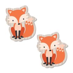 two stickers with an image of a fox