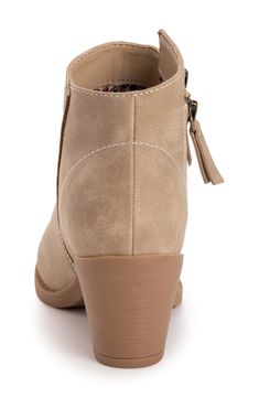 A chunky block heel brings a comfortable lift to a versatile boot with a sophisticated silhouette. Side zip closure Synthetic upper/textile lining/synthetic sole Imported Beige Boots With Zipper Closure And Round Toe, Beige Ankle-high Boots With Zipper Closure, Beige Boots With Zipper Closure For Fall, Casual Boots With Zipper And Block Heel, Casual Beige Boots With Zipper Closure, Casual Ankle Heeled Boots With Zipper, Tom Ford Sunglasses, Kids Styles, Flip Flop Slippers