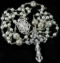 Unbreakable Catholic Rosary, Swarovski Silver Pearls, Prayer Beads, Christian Gifts, Handmade Rosary Spiritual 8mm Beads Jewelry For Wedding, Elegant Silver Beads Rosary Gift, Handmade Silver Wedding Rosary, Spiritual Silver Beads Jewelry For Weddings, Spiritual Wedding Jewelry With 8mm Beads, Elegant White Rosary For Wedding, Elegant White Wedding Rosary, Pearl Rosary With 8mm Beads For Wedding, Silver Wedding Rosary With Round Beads