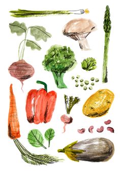 an image of vegetables drawn with colored pencils