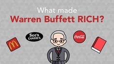 an old man standing in front of a mcdonald's sign with the words, what made warren buffet rich?