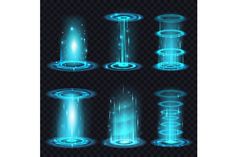 a set of blue lights on a dark background, with different shapes and sizes to choose from