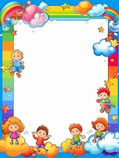 the children are playing in the rainbow frame