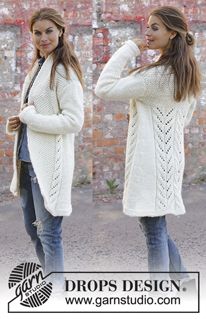 two photos of a woman wearing a white cardigan sweater and jeans, standing in front of a brick wall