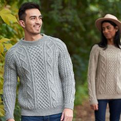 Free Aran Knitting Patterns, Mens Knit Sweater Pattern, Patons Classic Wool