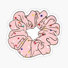 a pink scrunch with multicolored sprinkles on it sticker