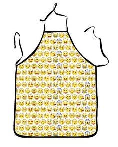 an apron with smiley faces on it