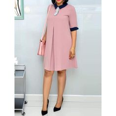 Best Party Ladies Office Wear Pink Elegant Plain A Line Fashion Vintag – FrenzyAfricanFashion.com Corporate Dress, Ladies Day Dresses, Short African Dresses, African Fashion Skirts, African Wear Dresses, Office Wear Women, Office Dresses For Women, Classy Dress Outfits, Classy Work Outfits