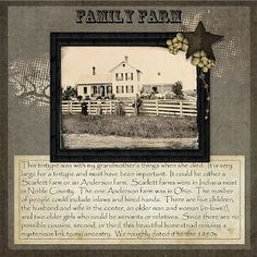 the family farm is located in an old photo with a star and flowers on it