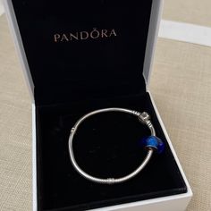 Pandora Silver Bracelet With Blue Gem Never Worn, Mint Condition Box Included Pandora Silver Bracelet, Pandora Bracelet Silver, Jewelry Pandora, Pandora Silver, Blue Gems, Pandora Jewelry, Silver Blue, Womens Jewelry Bracelets, Blue And Silver