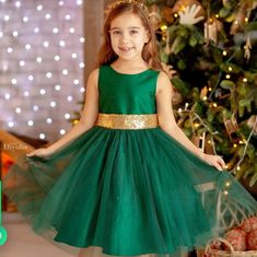 Beautiful Emerald Green And Gold Color Holiday Dress For Little Girls Size 5 New Cute Green Holiday Dress, Toddler White Dress, Pagent Dresses, Girls Gold Dress, Girls Pageant Gowns, Emerald Green And Gold, Twirly Dress, Pink Flower Girl Dresses, Girls Black Dress