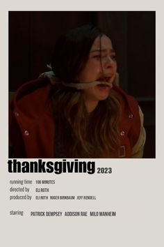 a movie poster for thanksgiving 2012 featuring a woman with her mouth taped to the side