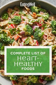 the complete list of hearty healthy foods in a bowl with title overlaying