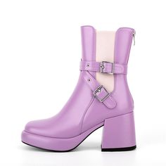 Shop Purple Round Toe Platform Block Heel Chelsea Boots Buckle Ankle Booties color Purple for Date, Going out, Hanging out with worldwide Free shipping & Free return. Spring Heeled Boots With Buckle Closure, Purple Round Toe Boots For Spring, Purple Round Toe Platform Boots For Winter, Purple Closed Toe Boots For Fall, Trendy Heeled Boots With Buckle Closure For Spring, Trendy Heeled Boots With Buckle For Spring, Retro High Heel Boots For Spring, Purple Platform Boots For Fall, Fall Purple Closed Toe Boots