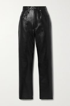 AGOLDE's pants are made from smooth recycled leather-blend that's been specially produced to have a lower carbon footprint than alternative fabrics. Inspired by vintage jeans, this 'Detox' pair sits high on the waist and has straight legs. Wear them with chunky ankle boots. Casual New Years Eve Outfits, Winter Going Out Outfits, Best Work Pants, Fall Fashion Staples, Chunky Ankle Boots, Trouser Outfits, Jean Vintage, Tiered Maxi Skirt, Eve Outfit