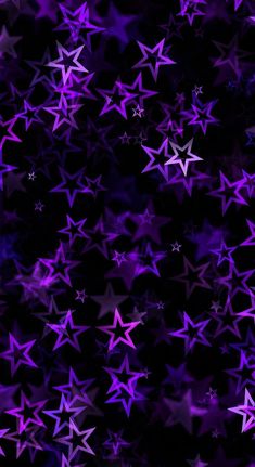 many purple stars are scattered in the dark