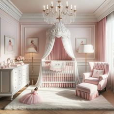 Create a realm of dreams for your little one 💖👑 - From enchanting pink princess themes to elegant and sophisticated nursery designs, each of these spaces is a magical haven for your baby. Immerse yourself in these beautiful, lovingly crafted rooms that blend whimsy with elegance, perfect for your little prince or princess. #NurseryGoals #PrincessNursery #ElegantBabyRoom Princess Room Pink, Pink Princess Nursery Ideas, Bridgerton Theme Nursery, Luxury Nursery Girl, Bridgerton Nursery Ideas, Cute Nursery Ideas Girl, Princess Pink Room, Princess Nursery Ideas, Elegant Girl Nursery