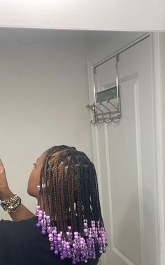 Knotless Braids With Real Hair With Beads, Natural Braids No Added Hair, Plats Braids Natural Hair With Beads, Braids W Natural Hair, Short Box Braids Without Beads, Afro Hairstyles With Beads, Fulani Braids With Pink Beads, Shoulder Length Knotless Box Braids With Beads, Short Natural Hairstyles Braids