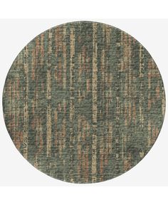 an oval rug with multicolored stripes on the top and bottom in grey, green, red, orange and beige colors