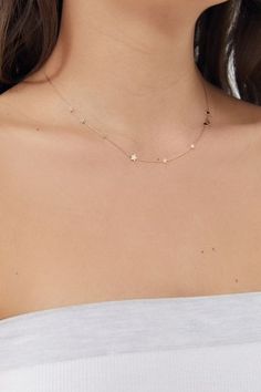 Anting Manik, Mini Stars, Stars Necklace, Star Charm Necklace, Diamond Choker, 14k Gold Necklace, Delicate Necklace