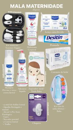 the contents of a baby's diaper are shown in this poster, including toothpaste and mouthwashes