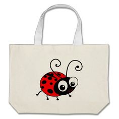 Cute Ladybug Large Tote Bag Cute Rectangular Natural Color Bag, Cute Natural Rectangular Bags, Cute Natural Color Bags For Everyday Use, Large Canvas Bag For Gifts, Large Canvas Gift Bag, Large White Canvas Bag Gift, Large Canvas Bag, Large White Canvas Bag For Gifts, Large White Canvas Bag For Gift