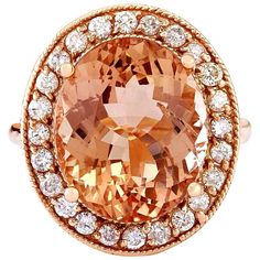 10.90 Carat Natural Morganite 14K Solid Rose Gold Diamond Ring Item Type: Ring Item Style: Cocktail Material: 14K Rose Gold Mainstone: Morganite Stone Color: Peach Stone Weight: 10.20 Carat Stone Shape: Oval Stone Quantity: 1 Stone Dimensions: 16.00x12.00 mm Stone Creation Method: Natural Stone Treatment Method: Heat-treated Gemstone 1: Diamond Stone Color: F-G Stone Clarity: VS2-SI1 Stone Weight: 0.70 Carat Stone Shape: Round Stone Creation Method: Natural Stone Treatment Method: Not-treated To Morganite Diamond Ring, Garnet And Diamond Ring, Morganite Diamond, Hessonite Garnet, Rose Gold Diamond Ring, 14k Rose Gold Ring, La Face, Gold Diamond Ring, Lovely Ring