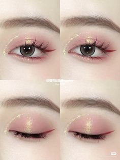 Christmas Eye Makeup Easy, Easy Cute Eyeshadow Looks, Festival Eye Makeup, Christmas Eyeshadow, Christmas Eye Makeup, Christmas Makeup Look, Doll Eye Makeup, Eye Makeup Styles