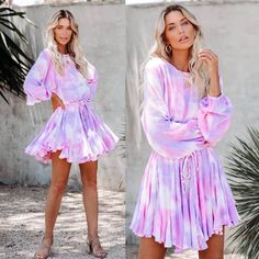 New Without Tags Vici Brand Dress. Adjustable Braided Tie Belt Makes It Wearable For All Body Shapes. Long Sleeves With Elastic. Button At Neck. Candy Clouds, Cotton Candy Clouds, Rope Tie, Brand Dress, Spring Style, Garment Bags, Tie Dress, Large Size Dresses, Tie Belt