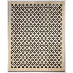 a wooden air grate with black and white designs on it's sides, in front of a white background