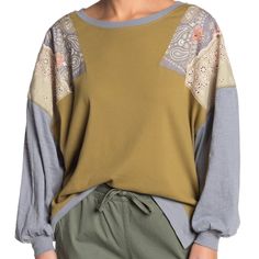 New With Tag Free People Feelin It Embroidered Shirt Color: Army Combo Fit: This Style Runs Large - Boatneck - Long Dolman Sleeves - Slips On Over Head - Shoulder Print Detail - Embroidered - Side Vents - Banded Neck, Cuffs, And Hem - Rib Knit Construction - Approx. 24.5" Front Length, 27.5" Back Length (Size M) - 60% Cotton, 40% Polyester Bohemian Multicolor Embroidered Long Sleeve Top, Bohemian Long Sleeve Fall T-shirt, Bohemian Printed Crew Neck T-shirt, Affordable Long Sleeve Bohemian T-shirt, Long Sleeve Cotton T-shirt For Hiking, Layered Tops, Peasant Tops, Print Crop Tops, Knit Crop