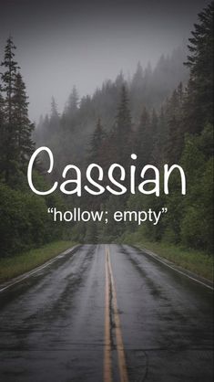 an empty road with the words casssiann below it