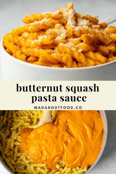 butternut squash pasta sauce in a white bowl