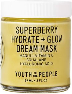 Amazon.com : Youth To The People Superberry Glow Dream Mask - Brightening Overnight Face Mask + Hyaluronic Acid Night Moisturizer with Vitamin C & Squalane Oil for Even Skin Tone - Clean, Vegan Skincare (2oz) : Beauty & Personal Care Vegan Face Mask, Dream Mask, Overnight Face Mask, Youth To The People, Squalane Oil, Glow Mask, Night Moisturizer, Clean Vegan, Homemade Face Masks