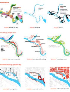 several different types of bridges are shown in this diagram, including one that is colored red and the other blue