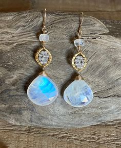 Gold filled dangle earrings with faceted moonstone gemstones Earrings Handmade Dangle, Gold Earrings Dangle, Moonstone, Gold Filled, Jewelry Earrings Dangle, Dangle Earrings, Jewelry Earrings, Gemstones, Gold