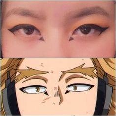 Mha Hawks Eyeliner, Mha Makeup Looks, Hawks Make Up, Hacks Eyeliner Bnha, Mha Inspired Makeup, Mha Makeup, Anime Inspired Makeup, Hawks Cosplay