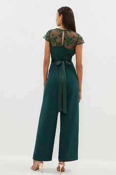 Forest Green Jumpsuit Wedding, Sage Green Bridesmaid Jumpsuit, Blue Bridesmaid Jumpsuit, Green V-neck Jumpsuits And Rompers For Evening, Green Wide-leg Jumpsuits For Party, Bridesmaid Jumpsuit, Bridesmaids Jumpsuits, Wildflower Wedding Theme, V Neck Wedding Dress