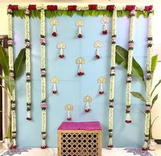 This is complete backdrop decoration Curtains are available according to demand Simple Sreemantham Decoration At Home, Varalakshmi Decoration, Diwali Decoration Lights, Leaf Decor Wedding, Engagement Backdrop, Ganpati Decor, Naming Ceremony Decoration, Small Wedding Decor, Yellow Backdrop