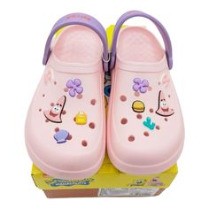 Nwt Sketchers Foamies Sponge Bob Patrick Clogs Size: 6 Color: Pink/Purple This Clog Features A Flexible Perforated Foamies Upper With Ama Convertible Heel Strap And A Cushioned Comfort Footbed. Pink Beach Clogs With Rubber Sole, Pink Non-slip Synthetic Clogs, Pink Non-slip Flat Clogs, Pink Flat Non-slip Clogs, Purple Slip-on Clogs For Summer, Casual Purple Clogs For Summer, Fun Synthetic Clogs For The Beach, Fun Synthetic Clogs For Beach, Pink Open Toe Non-slip Clogs